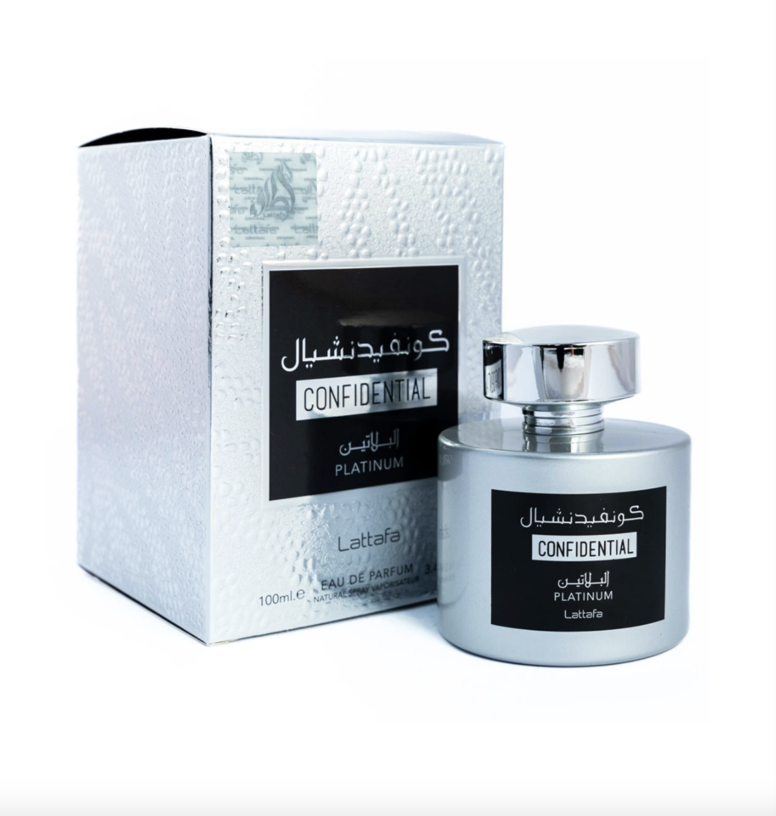 CONFIDENTIAL PLATINUM BY LATTAFA WITH BOX